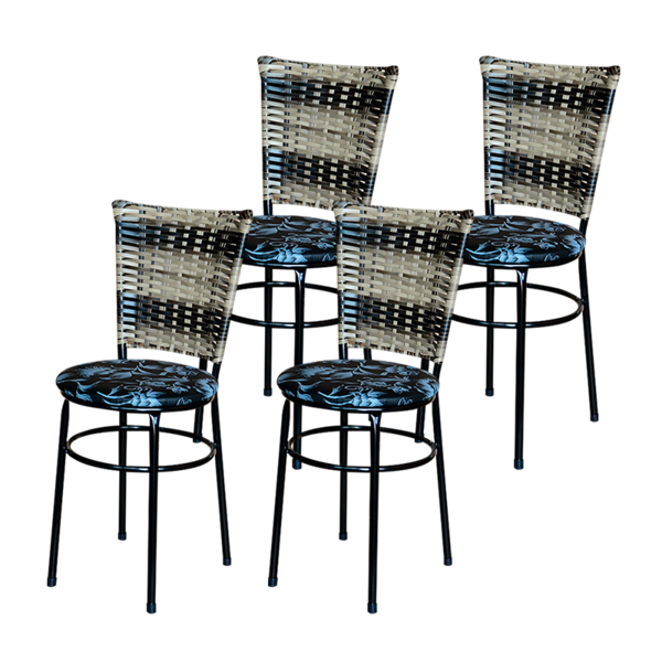 Conjunto 4 Cadeiras Preta Para Cozinha Hawai Cappuccino Premi