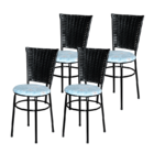Conjunto 4 Cadeiras Preta Para Cozinha Hawai Com Assento Pers