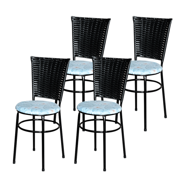 Conjunto 4 Cadeiras Preta Para Cozinha Hawai Com Assento Pers