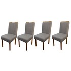 Conjunto 4 Cadeiras Safira Linho Cinza Com Costura