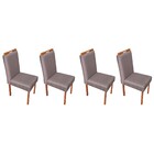 Conjunto 4 Cadeiras Safira Linho Cinza Lisa