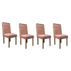 Conjunto 4 Cadeiras Safira Veludo Rose Com Costura