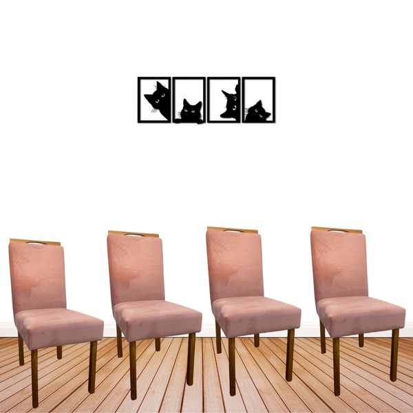 Conjunto 4 Cadeiras Safira Veludo Rose Lisa