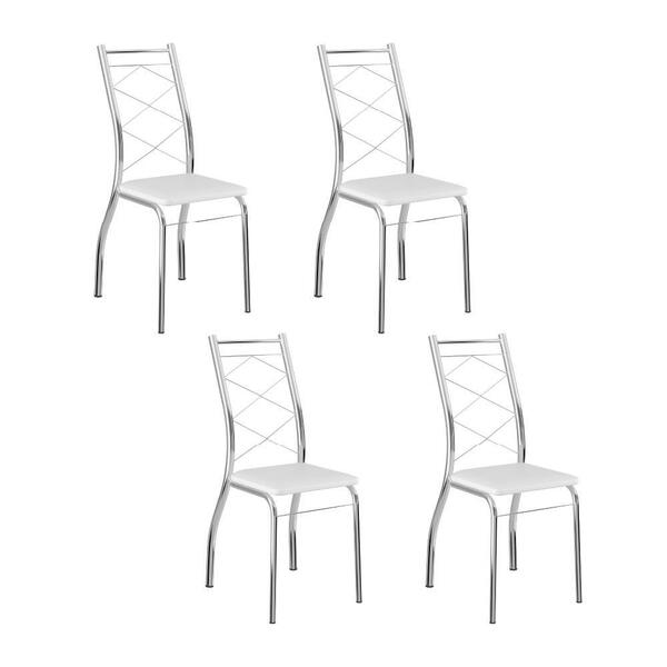 Conjunto 4 Cadeiras Tubo Cromado Napa Branco