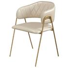 Conjunto 4 Cadeiras Veneza Couro Pérola Metal Dourado