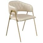 Conjunto 4 Cadeiras Veneza Couro Pérola Metal Dourado