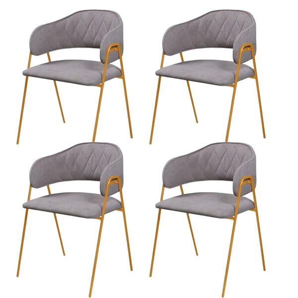 Conjunto 4 Cadeiras Veneza No Boucle Cinza E Metal Dourado