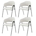 Conjunto 4 Cadeiras Veneza No Boucle Off E Metal Preto