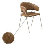 Conjunto 4 Cadeiras Veneza No Couro Caramelo E Metal Champanhe