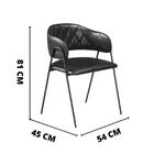 Conjunto 4 Cadeiras Veneza No Couro Preto E Metal Preto