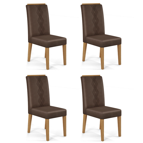 Conjunto 4 Cadeiras Yasmin - Dj Móveis - Carvalho Euroupeu/ma