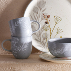 Conjunto 4 Canecas Chá Cerâmica Anastásia 397ml Cinza