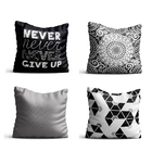 Conjunto 4 Capas De Almofada  Frase E Geometrico Never Give-up