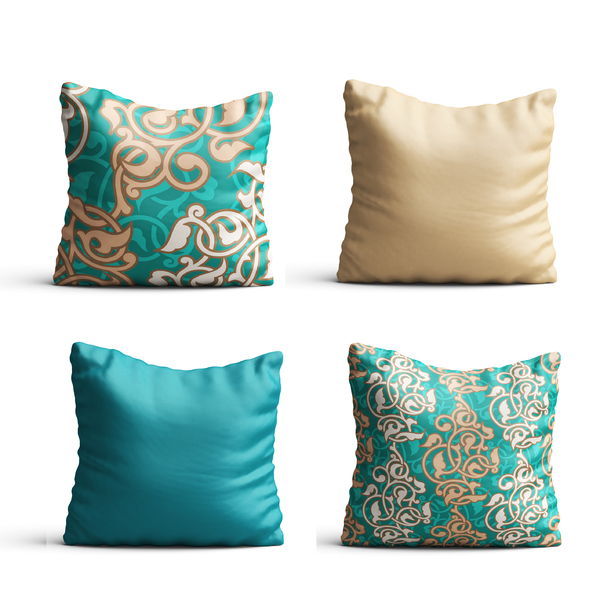 Conjunto 4 Capas De Almofada Arabescos Tiffany E Creme