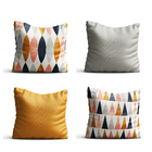 Conjunto 4 Capas De Almofada Geometrico Laranja E Cinza