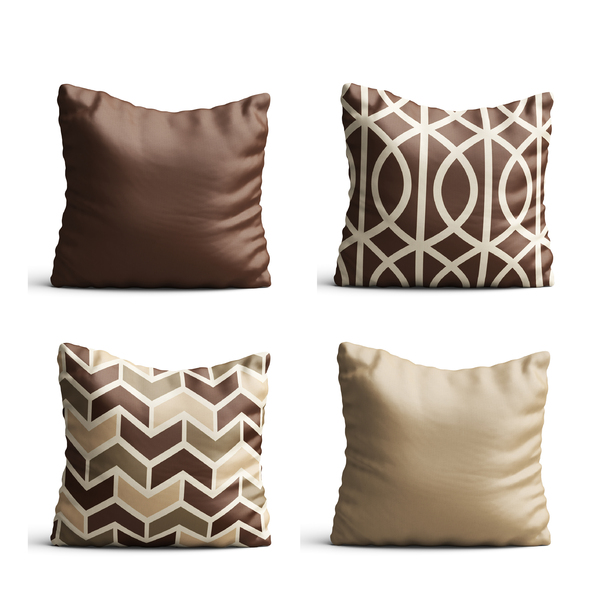 Conjunto 4 Capas De Almofada Geometrico Marrom E Creme