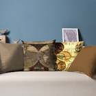 Conjunto 4 Capas De Almofada Mapa Mundi Antigo