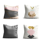Conjunto 4 Capas De Almofada Scandinavo Rosa E Cinza