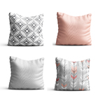 Conjunto 4 Capas De Almofada Setas E Geometrico Rosa Claro