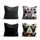 Conjunto 4 Capas De Almofada Triangulos Laranja E Cinza