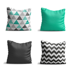 Conjunto 4 Capas De Almofada Triangulos Verde Água