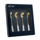 Conjunto 4 Colheres De Chá De Aço Inox Com Cabo De Cerâmica F