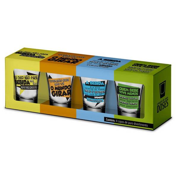 Conjunto 4 Copos De Dose Shot Frases Bebidas 60ml Brasfoot Leroy Merlin