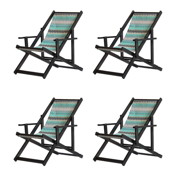 Conjunto 4 Espreguiçadeiras Preguiçosa Dobrável Envernizada B