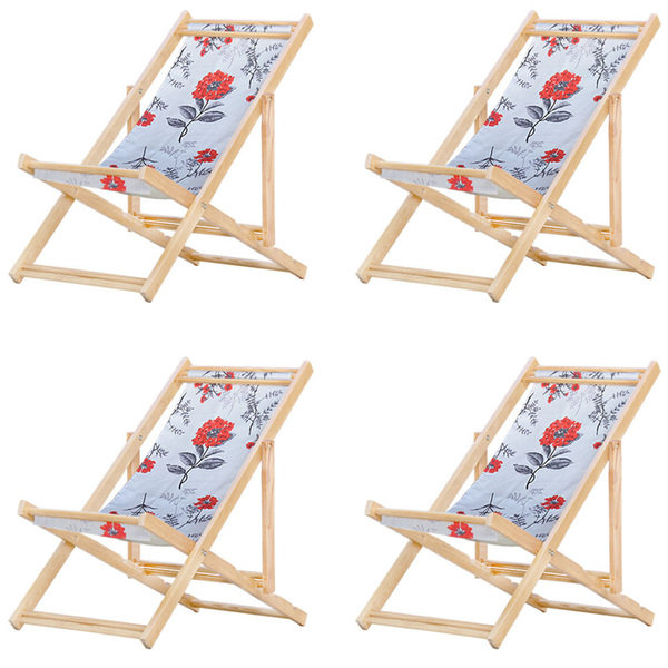 Conjunto 4 Espreguiçadeiras Preguiçosa Dobrável Sem Braço Mad