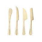 Conjunto 4 Facas Para Queijo De Aço Inox Positano Dourada - L