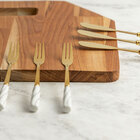 Conjunto 4 Garfos Para Aperitivo De Aço Inox Dourado Com Cabo