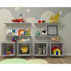 Conjunto 4 Nichos E 4 Prateleiras Kit Cubos  Cinza Cristal