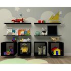 Conjunto 4 Nichos E 4 Prateleiras Kit Cubos  Preto