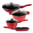 Conjunto 4 Panelas Caçarola Frigideira Marble Inox Gourmet An