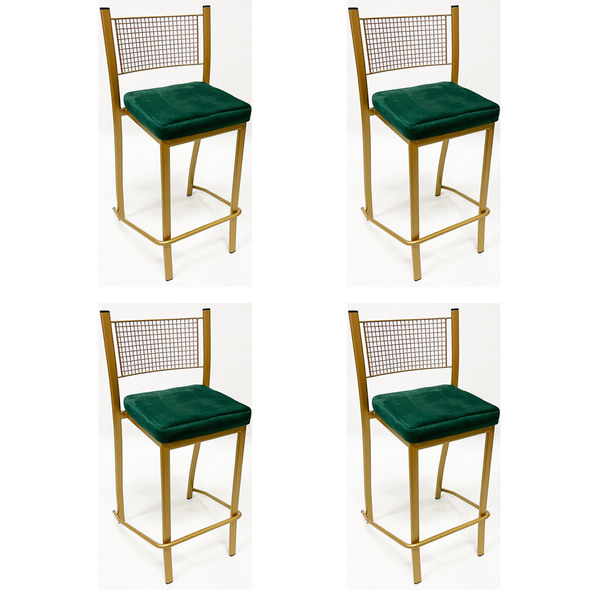 Conjunto 4 Peças Banqueta Empilhável Alta Para Bar Cor Dourad