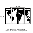 Conjunto 4 Placas Quadros Decorativos Mapa Mundi Mdf 3mm