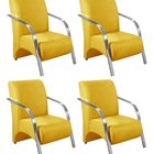 Conjunto 4 Poltronas Sevilha Braço Em Metal Cadeira Decorativ