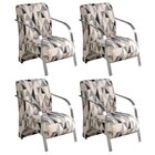 Conjunto 4 Poltronas Sevilha Braço Em Metal Cadeira Decorativ