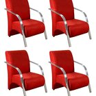 Conjunto 4 Poltronas Sevilha Braço Em Metal Cadeira Decorativ