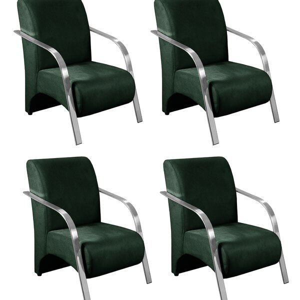 Conjunto 4 Poltronas Sevilha Braço Em Metal Cadeira Decorativ