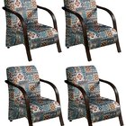 Conjunto 4 Poltronas Sevilha Braço Madeira Cadeira Decorativa