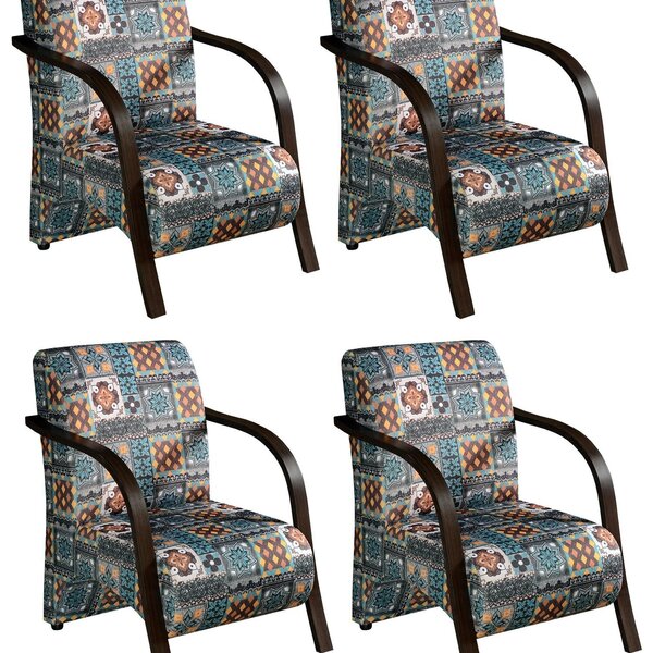 Conjunto 4 Poltronas Sevilha Braço Madeira Cadeira Decorativa