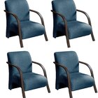 Conjunto 4 Poltronas Sevilha Braço Madeira Cadeira Decorativa