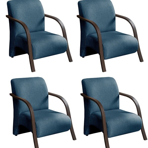 Conjunto 4 Poltronas Sevilha Braço Madeira Cadeira Decorativa