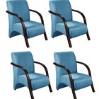 Conjunto 4 Poltronas Sevilha Braço Madeira Cadeira Decorativa