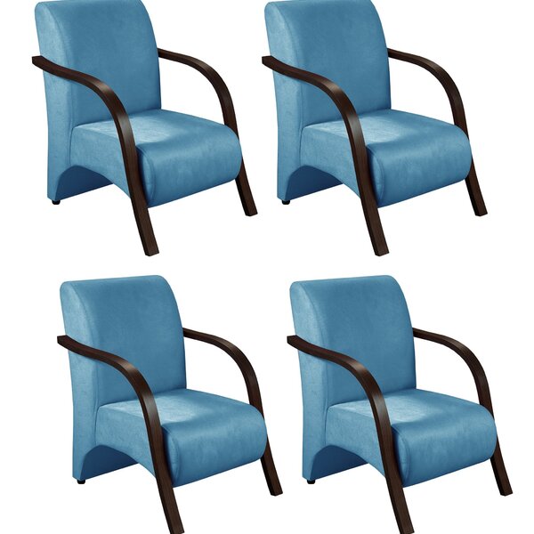 Conjunto 4 Poltronas Sevilha Braço Madeira Cadeira Decorativa