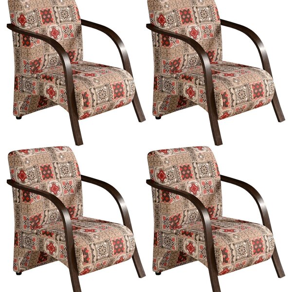 Conjunto 4 Poltronas Sevilha Braço Madeira Cadeira Decorativa