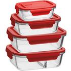 Conjunto 4 Potes Herméticos De Vidro Borossilicato Retangular