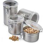Conjunto 4 Potes Inox Hermético Guardar Armazenar Mantimentos