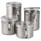 Conjunto 4 Potes Inox Hermético Guardar Armazenar Mantimentos